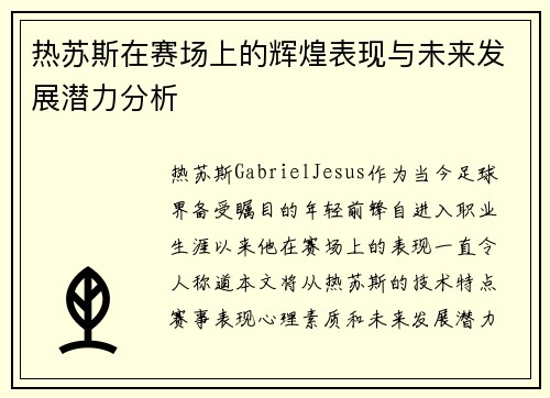热苏斯在赛场上的辉煌表现与未来发展潜力分析
